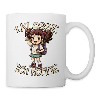 1. Klasse Ich komme Einschulung Mädchen - Tasse - Weiß - Rechts