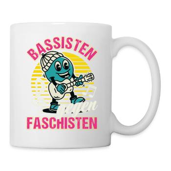 Bassisten gegen Rassisten Bassspieler gegen Rechts - Tasse - Weiß - Rechts