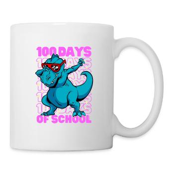 100 Tage Schulen Dinosaurier DAB T-REX Pink - Tasse - Weiß - Rechts