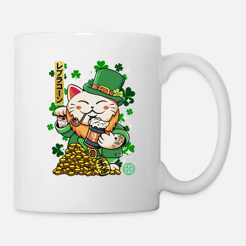 Heiliger Patrick - Luprechaun Maneki Neko - Tasse - Weiß