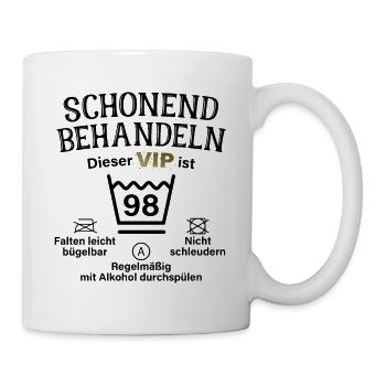 98. Geburtstag Schonend Behandeln 98 VIP ist 98 - Tasse - Weiß - Rechts