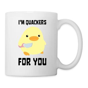 I'm Quackers For You - Funny Duck with knife Meme - Mug - white - Right