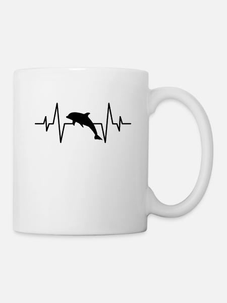 Delfin Herzschlag - Tasse - Weiß