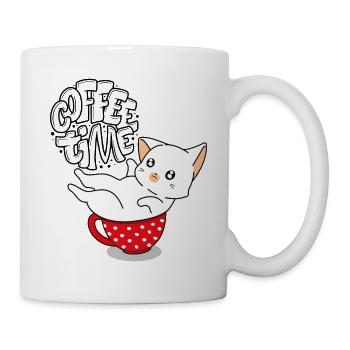 Coffee Time Cat Coffee Cup - Mug - white - Right