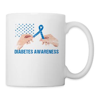 Type 1 Diabetes Awareness American US Flag Blue - Mug - white - Right