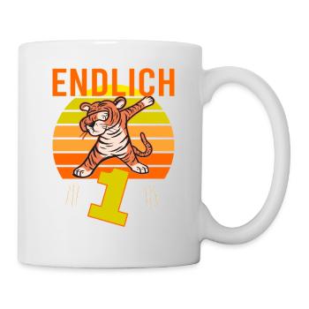 1 Geburtstag Löwe Tiger witzig 1 Jahre Junge - Tasse - Weiß - Rechts