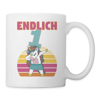 1 Jahre 1. Geburtstag Einhorn Prinzessin Mädchen - Tasse - Weiß - Rechts