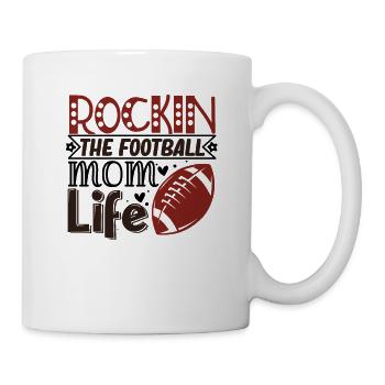 Proud Football Mom - Rockin Football Mom Life - Mug - white - Right