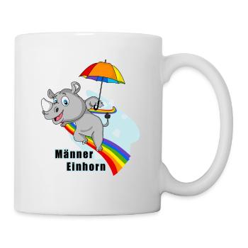 Männer Einhorn auf dem Regenbogen - Tasse - Weiß - Rechts