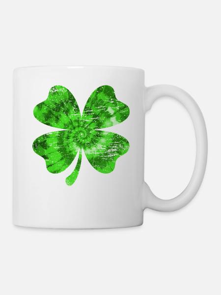 St Patrick's Day Tie Dye Shamrock Lucky Vintage - Mug blanc - blanc