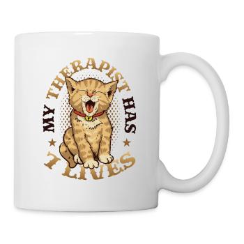 Mon thérapeute a 7 vies, amoureux des chats - Mug blanc - blanc - Droite