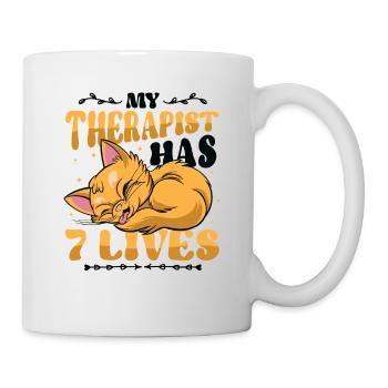 Mon thérapeute a 7 vies, amoureux des chats - Mug blanc - blanc - Droite