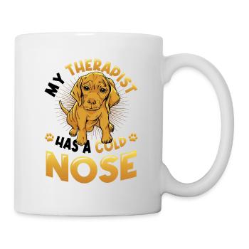 My therapist has a cold nose, dog lover - Mug - white - Right