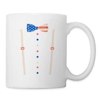 Kummerbund Bow Tie Braces USA Flag Tuxedo - Mug - white - Right