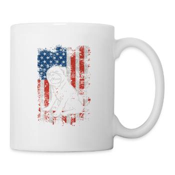 Mops 4. Juli Patriotisch Amerikanische USA Flagge - Tasse - Weiß - Rechts