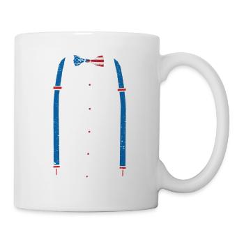 Cummerbund Bow Tie Suspenders USA Flag Tuxedo - Mug - white - Right