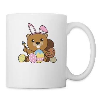 joyeuses Pâques castor doux Pâques avec œufs de Pâques - Mug blanc - blanc - Droite