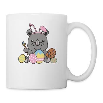 joyeuses Pâques rhinocéros doux Pâques avec œufs de Pâques - Mug blanc - blanc - Droite