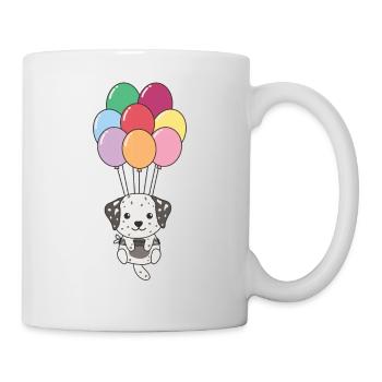 Dalmatiner fliegt mit bunten Luftballons nach oben - Tasse - Weiß - Rechts