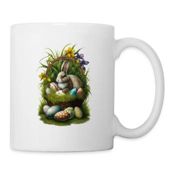 Osterhase mit Ostereiern Ostern - Tasse - Weiß - Rechts