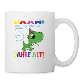 Bääm Ich Bin Jetzt 5 Jahre Alt Dino - Tasse - Weiß - Rechts