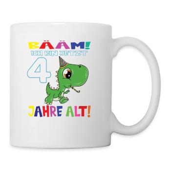Bääm Ich Bin Jetzt 4 Jahre Alt Dino - Tasse - Weiß - Rechts
