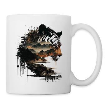 Tiger Kunst Geschenk Geburtstagsgeschenk Tiere - Tasse - Weiß - Rechts