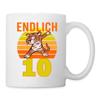 10 Geburtstag Löwe Tiger witzig 10 Jahre Junge - Tasse - Weiß - Rechts