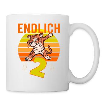 2 Geburtstag Löwe Tiger witzig 2 Jahre Junge - Tasse - Weiß - Rechts