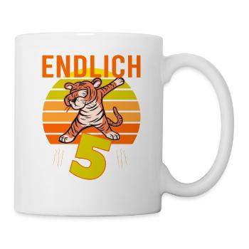 5 Geburtstag Löwe Tiger witzig 5 Jahre Junge - Tasse - Weiß - Rechts