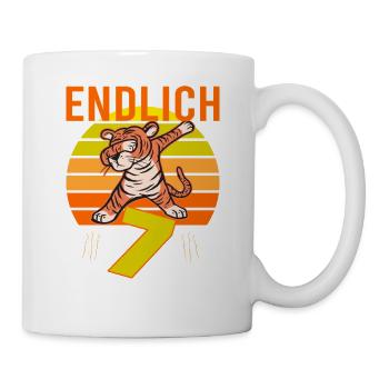 7 Geburtstag Löwe Tiger witzig 7 Jahre Junge - Tasse - Weiß - Rechts