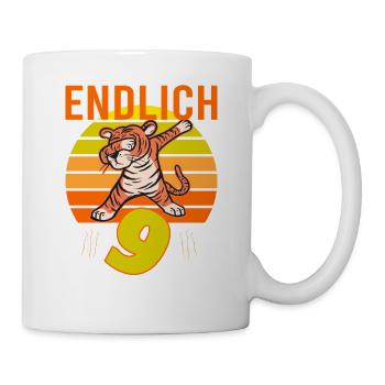 9 Geburtstag Löwe Tiger witzig 9 Jahre Junge - Tasse - Weiß - Rechts