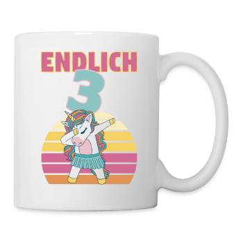 3 Jahre 3. Geburtstag Einhorn Prinzessin Mädchen - Tasse - Weiß - Rechts