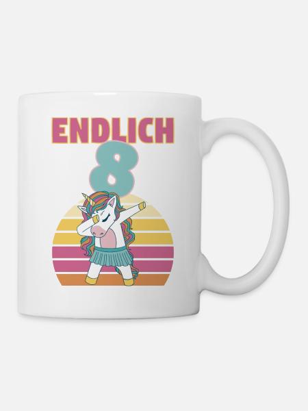8 Jahre 8. Geburtstag Einhorn Prinzessin Mädchen - Tasse - Weiß