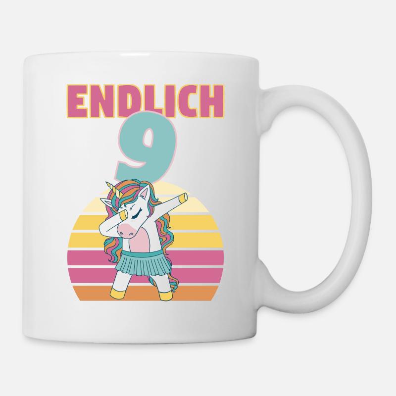 9 Jahre 9. Geburtstag Einhorn Prinzessin Mädchen - Tasse - Weiß
