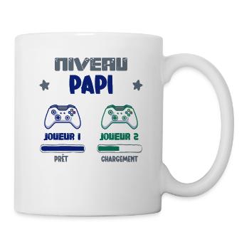 Niveau Papi Idée Cadeau Gamer Drôle Futur Papy - Mug blanc - blanc - Droite