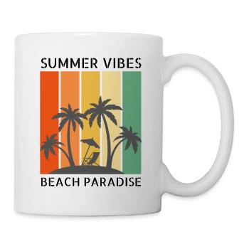 Summer vibes - sun, beach and palm trees - Mug - white - Right
