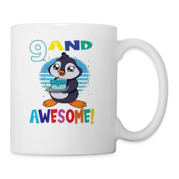 9 And Awesome Birthday Penguin Birthday Cake - Tasse - Weiß - Rechts