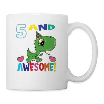 5 And awesome Birthday T Rex Dinosaur Five Years - Mug - white - Right