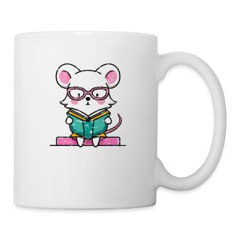 Leseratte Maus im Buch - Tasse - Weiß - Rechts