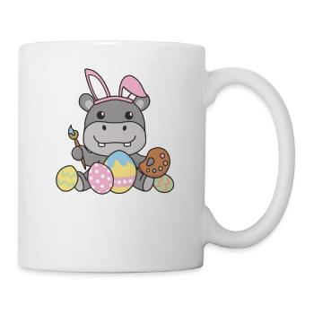 happy easter sweet hippo Easter with Easter eggs - Mug - white - Right