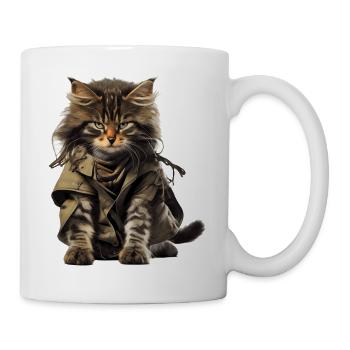 Grimmige Katze als Sondereinheit Veteran der Armee - Tasse - Weiß - Rechts