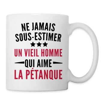 vieil homme qui aime la pétanque / humour pétanque - Mug blanc - blanc - Droite