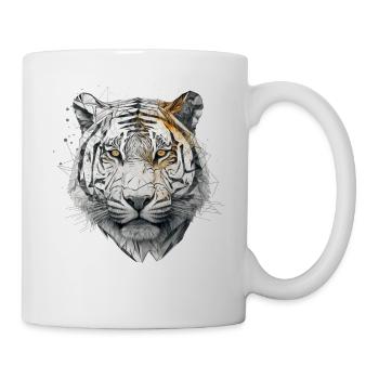 Tiger Tiere Geschenk Mann Kunst Bunt Tiermotiv - Tasse - Weiß - Rechts