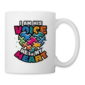 Ich Bin Seine Stimme, Er Ist Mein Herz - Tasse - Weiß - Rechts