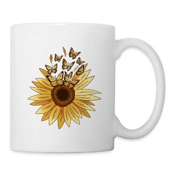 Sonnenblume mit Schmetterlingen Sunflower Butterfl - Tasse - Weiß - Rechts