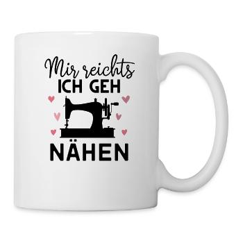 Näherin Schneiderin Nähmaschine Geschenk Nähen - Tasse - Weiß - Rechts