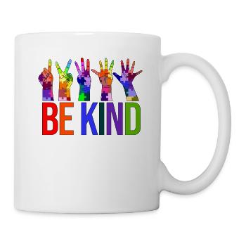 Sensibilisation à l’autisme - Signe de la main1 2 3 4 5 Soyez gentil - Mug blanc - blanc - Droite