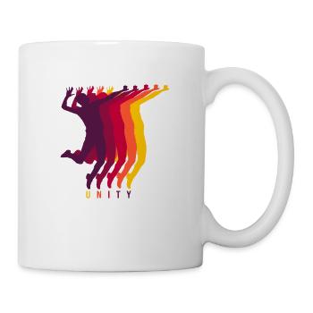 UNITY Bunter Volleyballspieler Spaß - Tasse - Weiß - Rechts