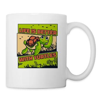 Life is better with turtles aquatic turtle - Mug - white - Right